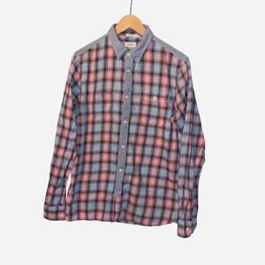 All Saints Long Sleeve Shirt Pink Blue SLIM FIT sz medium
